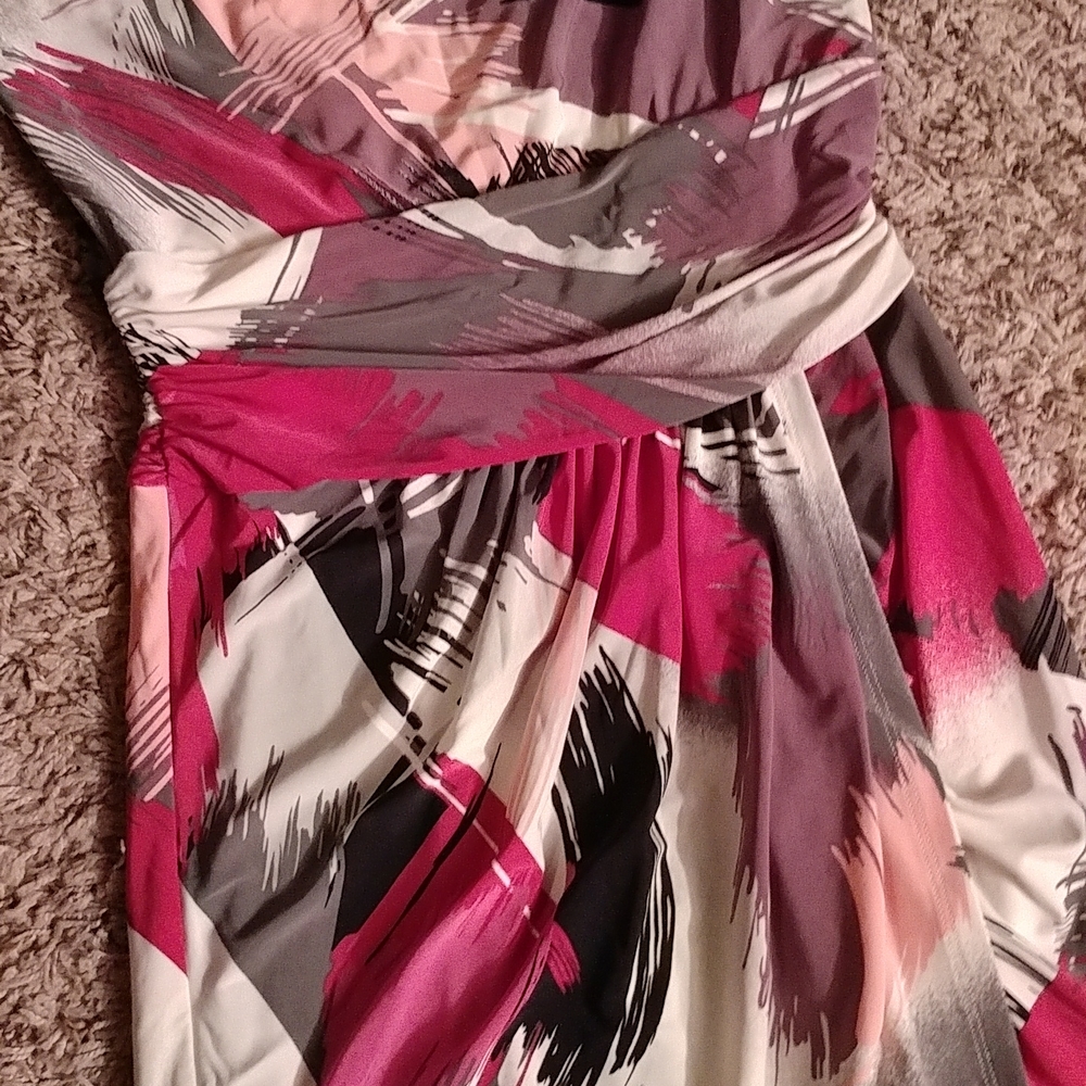 BCBG PARIS Size 6 One Shoulder Patterned Dress - Picture 4 of 5